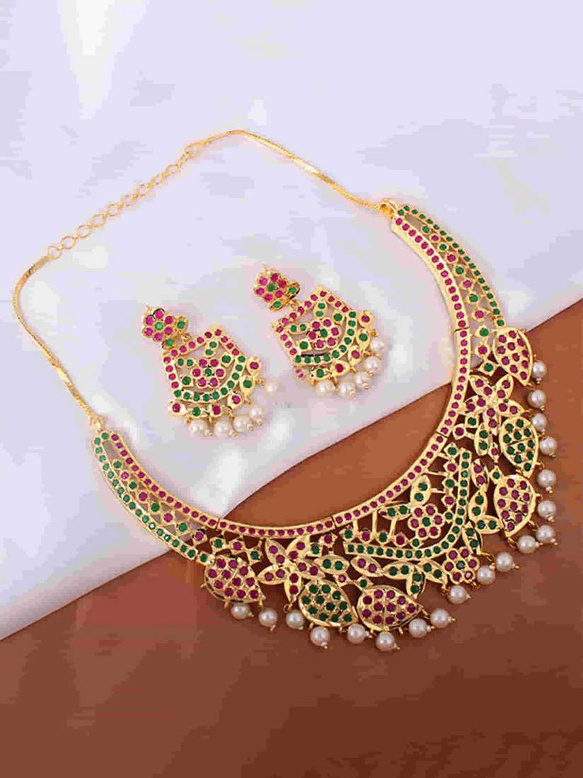 Jelset Gold Plated & Kundan Studded Jewellery Set