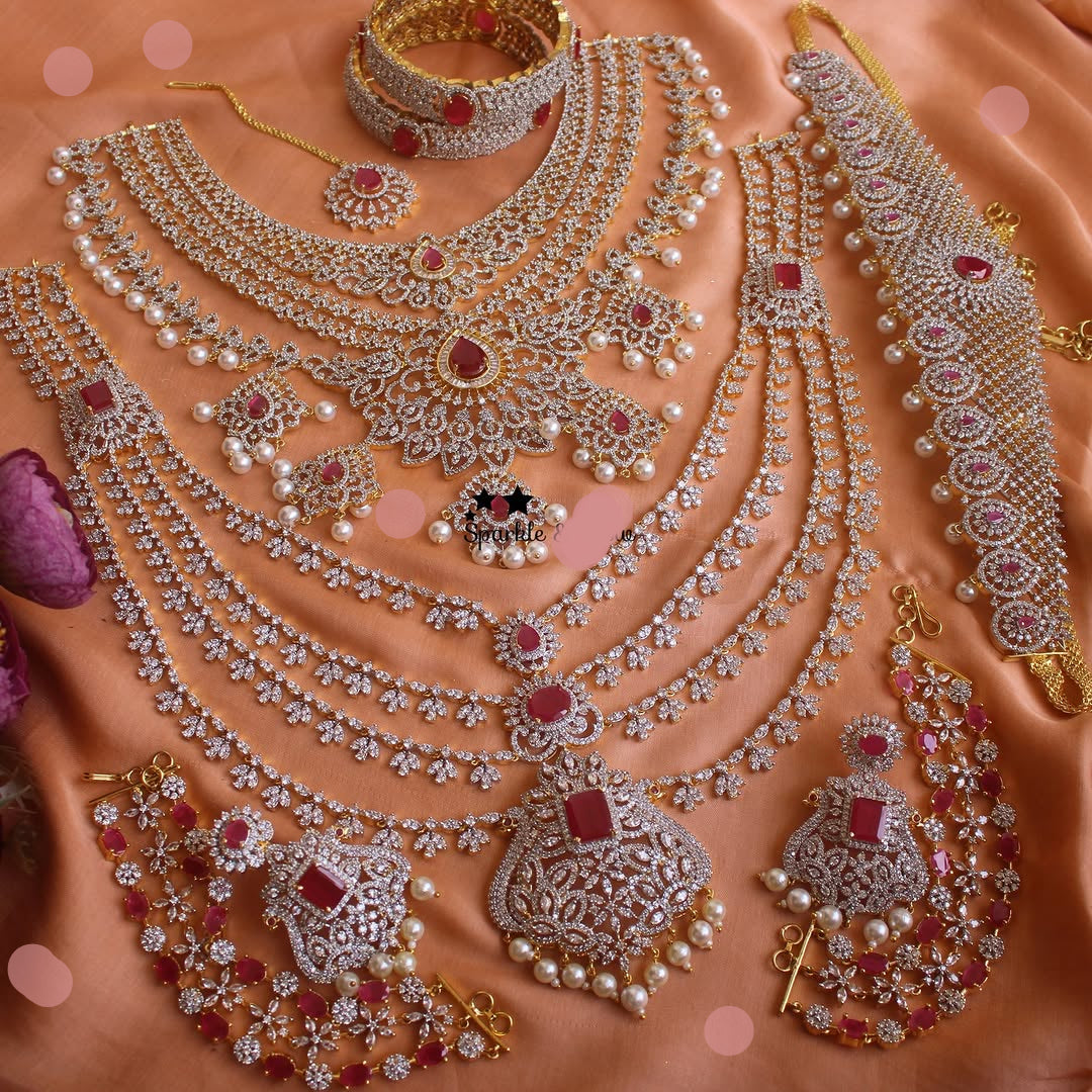 Jewel Full Combo Customized American Diamond Bridal sets