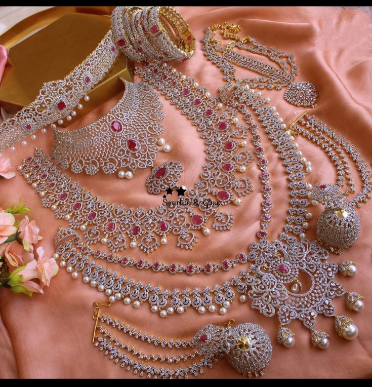 Stone By pink Rose gold Necklace Full set chocker