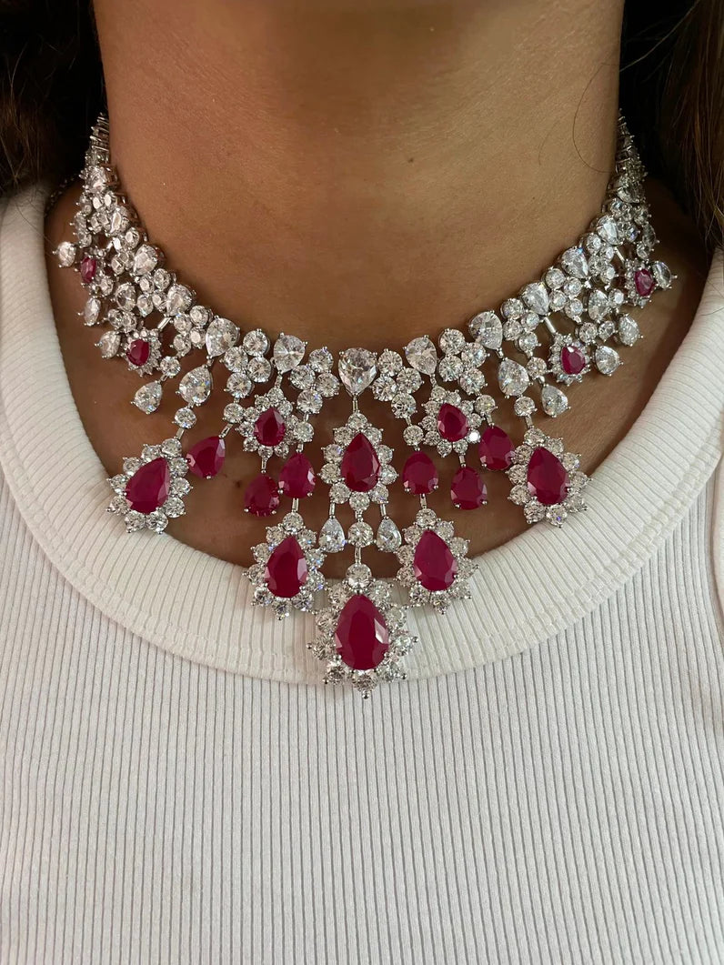 Oval Diamond Necklace Set & Rose Diamond