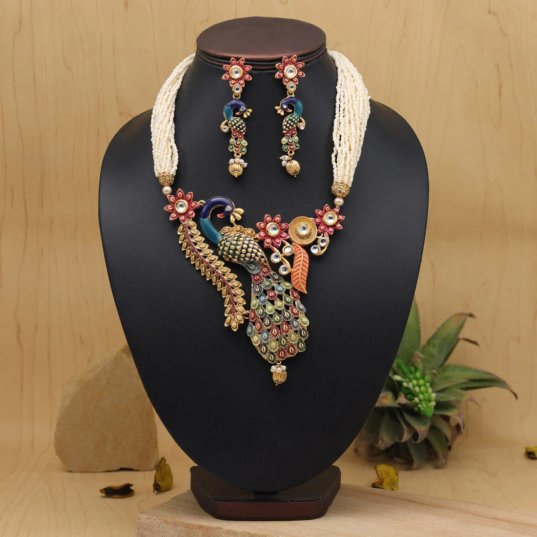 Jelset Rajwadi Matte Gold Necklace Set