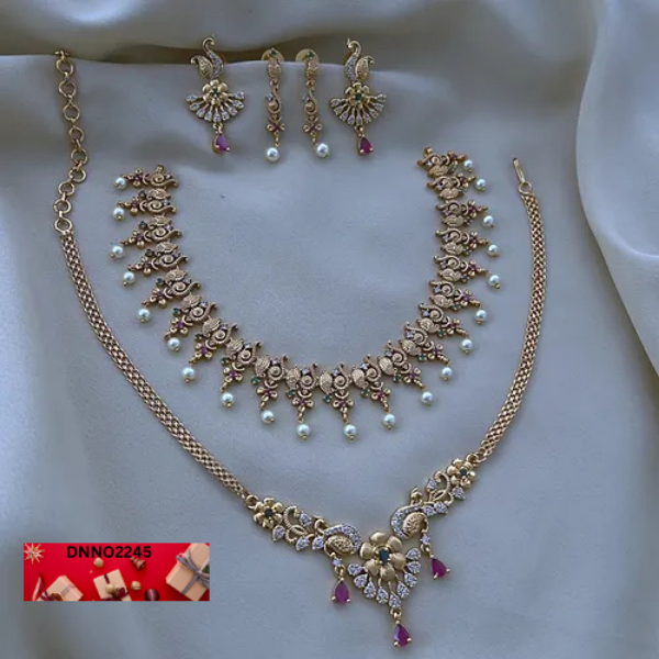 Jelset Antique Polished Short Necklace Combo Set
