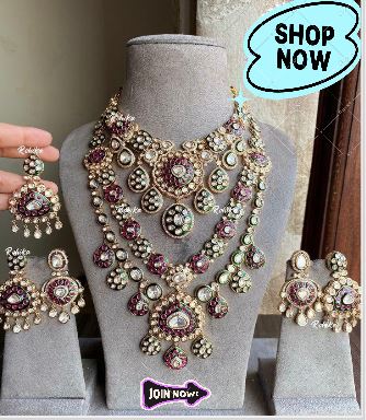 High quality moisanite polki bridal combo set