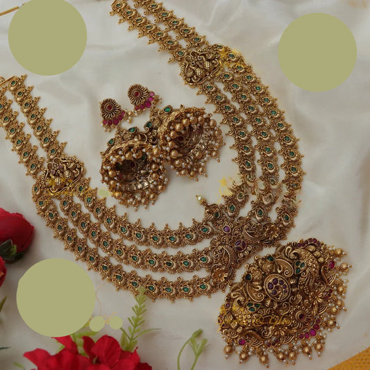 Grand Peacock Floral layered Bridal Haram
