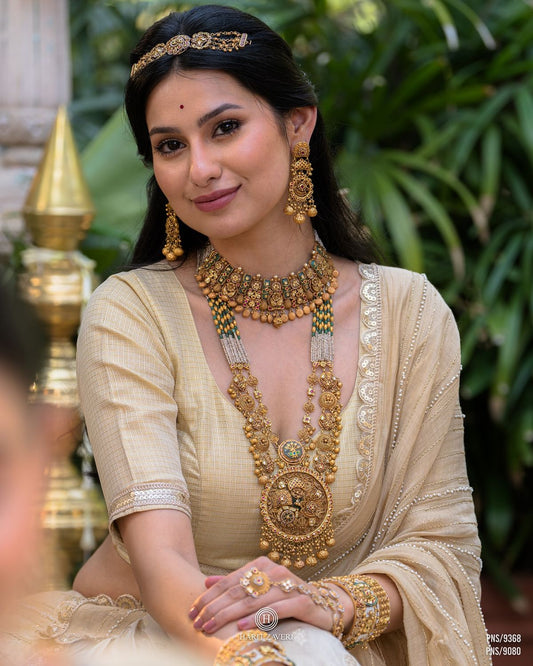 Peora Gold Plated Floral Designer Indian Traditional Necklace Earring Jewellery Set for Women Girls
