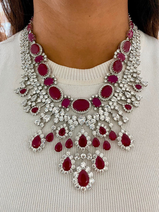 Oval Diamond Necklace Set & Rose Diamond