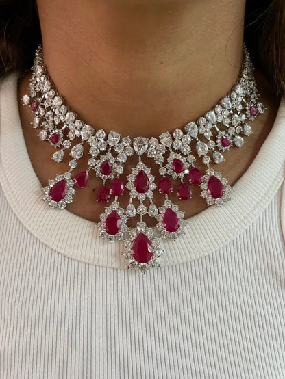 Oval Diamond Necklace Set & Rose Diamond
