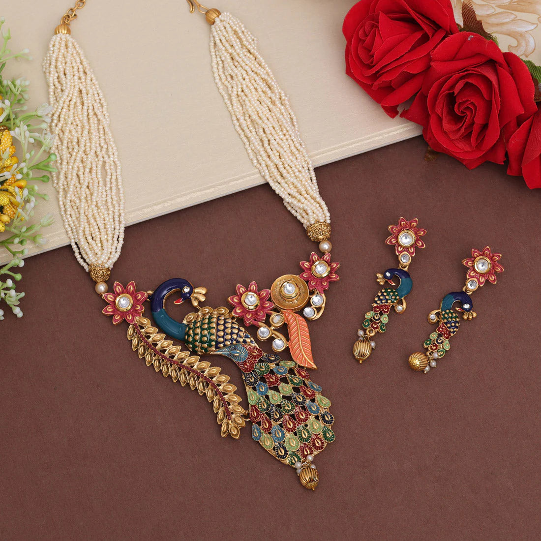 Jelset Rajwadi Matte Gold Necklace Set