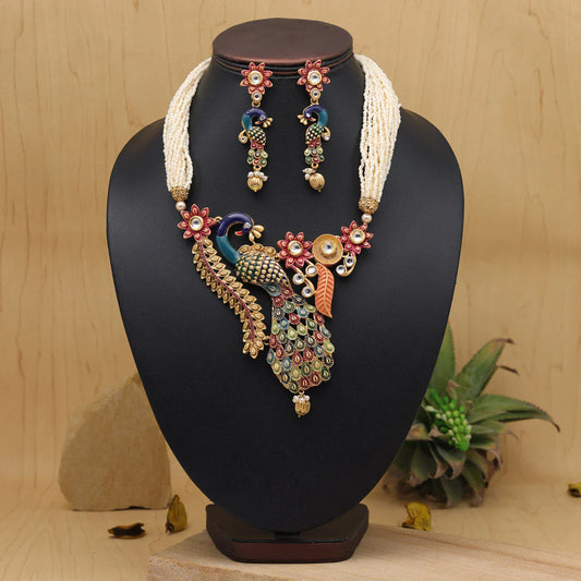 Jelset Rajwadi Matte Gold Necklace Set