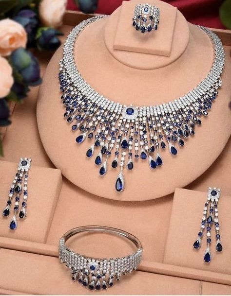 Jelset AD Choker AND Rings - Royal Blue
