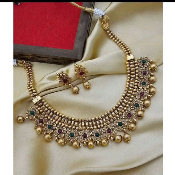 Jelset Wardrobe Golden Rangphool Necklace Set