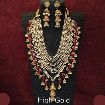 Jelset High Gold Polish Designer Fancy Style Antique Long Necklace Set