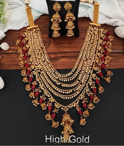 Jelset High Gold Polish Designer Fancy Style Antique Long Necklace Set