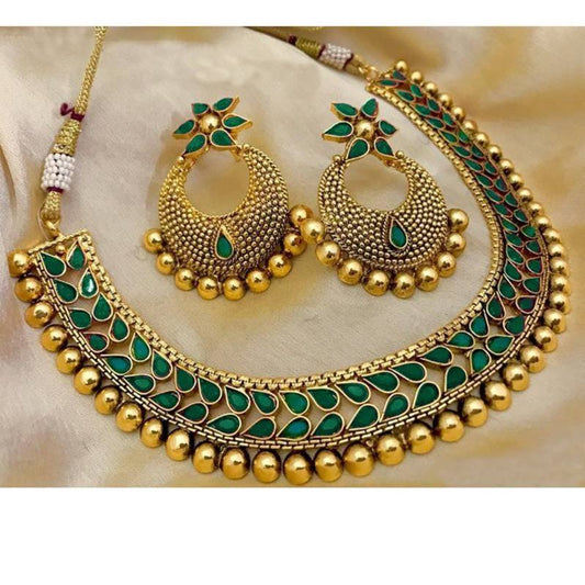 Jelset Green Gold Plated Necklace Sets
