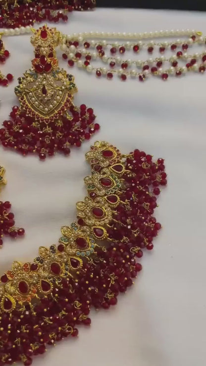 EWELRY SET FULL COMBO , Bridal Jewelry Set, Bridal Earrings, Kundan Necklace